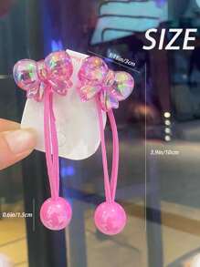 2 件/套可爱蝴蝶结弹性发圈、马尾辫夹、女孩无损发带、双向使用 - 彩色 - 查看 4