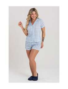 Short American Pajamas Zus Store Blue Plaid - Baby Blue - View 2
