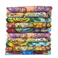 100% Cotton Printed Tea Towel Set Of 5 - 90X68CM - Nhiều màu - Xem 1
