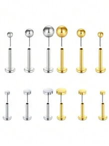 CIZME 20g 18g 16g 3pcs Silver Gold Threadless Cartilage Earring Flat Back Earrings Studs Threadless Nose Studs Threadless Nose Ring Push In Helix Conch Medusa Tragus Piercing Jewelry FlatBack Earrings Threadless Labret Lip Medusa Piercing Jewelry Flat Round Top 2mm 3mm 4mm