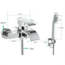 Futchoy 2 agujeros Grifo de bañera con cascada Grifo de bañera Grifo con ducha de mano - Plateado - Ver 2
