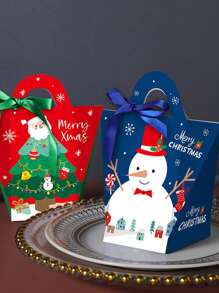 6pcs Christmas Cookie Candy Gift Boxes, Christmas Eve Apple Boxes, Party Supplies,Christmas