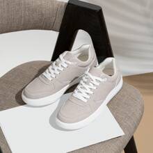 Women's Fashion Sneakers, Arch Support Lace-Up Casual Sneakers, Tennis Walking Shoes For Lady - 米色 - 查看 3