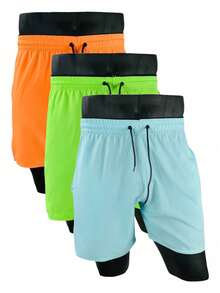 Olga Modas KIT 3 SHORTS Men's Tactel With Elastane Beach Gym Sports Dry Casual Football - 淺藍色 - 查看 8