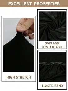 1/2 件可机洗矩形桌布，适合户外派对和露营，可折叠，弹性桌布，耐用涤纶面料，用于家居装饰，尺寸 4 英尺/6 英尺/8 英尺 - 黑色 - 查看 9