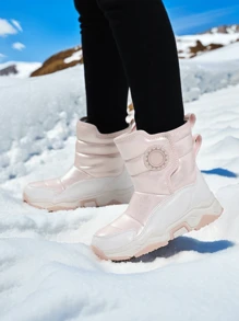 Girls Comfortable Snow Boots, Anti-Slip & Waterproof, Suitable For Snow & Winter - Pink - View 2