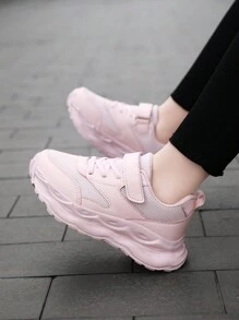 1 Paar Mädchen Mesh atmungsaktive Sneaker, Teenager Sport Schuhe, süßer Schul-Stil, Kinder Lässig Schuhe, Klettverschluss, leicht, Niedrig-Top, geeignet für Frühling und Herbst