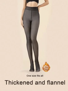 1pc Women's Thickened Warm Lining Faux Transparent Leggings, All Sizes Available Including Regular, Medium And Plus Size, Warm And Slimming, Can Be Worn As Outerwear, Suitable For Autumn And Winter - Multicolor - View 2