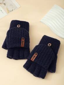 1 chiếc Găng tay nửa ngón đan ấm áp mùa đông lật lên, Găng tay cảm ứng cho bé trai và bé gái, Cưỡi ngựa, Học sinh, Viết - găng tay lật - Xem 5