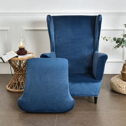 Wingback Chair Covers 2 Piece/Set Stretch Wing Chair Cushion Sofa Slipcover Removable Velvet Wing Back Armchair Slipcovers Furniture Protector For Living Room Bedroom Hotel