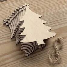 10 piezas Decoraciones navideñas Etiquetas colgantes de árbol de Navidad de madera artesanal Decoración para el hogar DIY Pintura Rebanadas de madera, Navidad