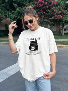 T-Shirt Shirt Cat Bad Mood Kitten Caffeine Coffee Ref 2079 NERD VEST - Blanco - Ver 5