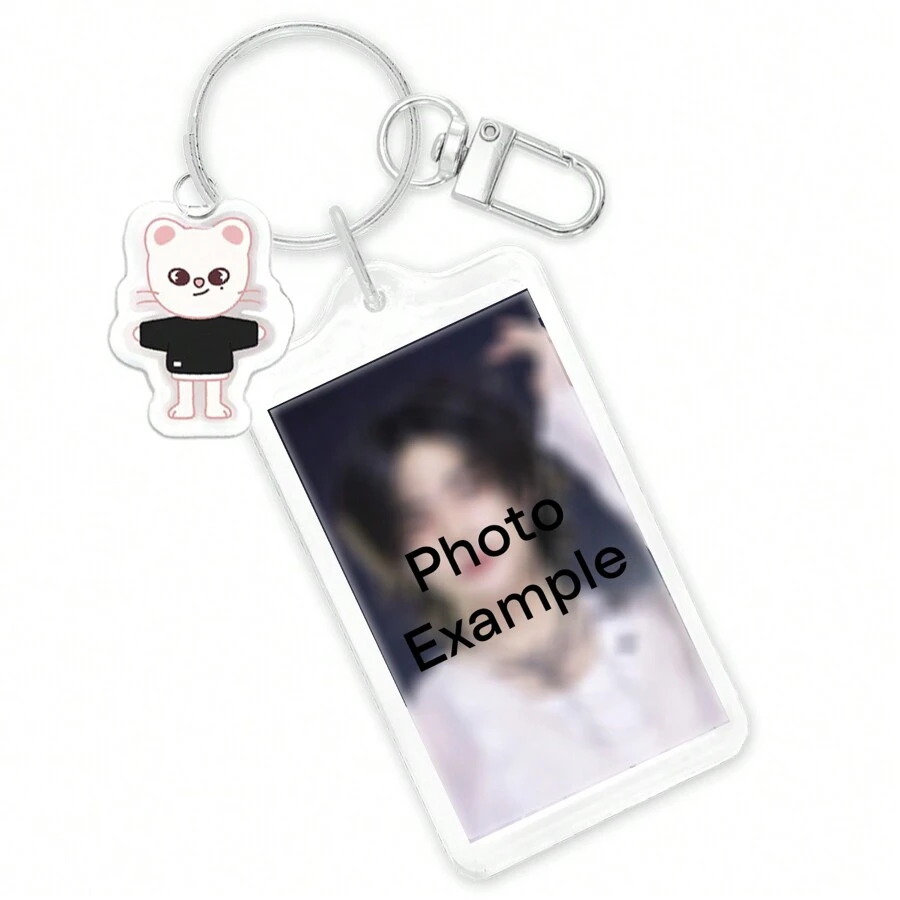 kpop stray kid s skzoo Hyunjin Jiniret llavero colgante portafoto de acrilico con adorno de gato para bolsas y mochilas - Amarillo - Ver 1