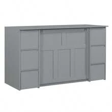 Twin Size Murphy Bed With Drawers, Cabinets And USB Ports, Gray - Gray+MDF+LVL+Twin as Pic - View 7