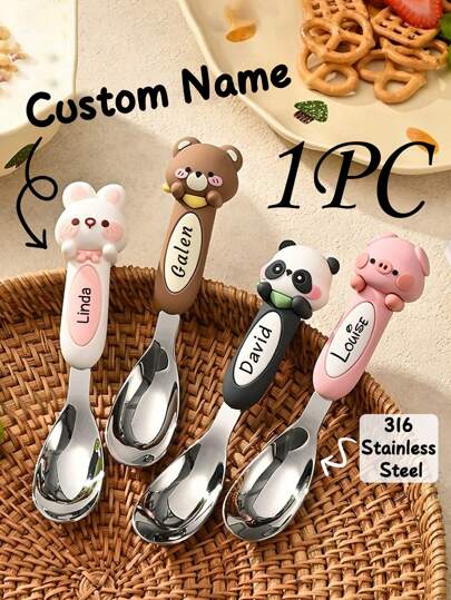 1 szt. spersonalizowanego zestawu stołowego dla dzieci ze stali nierdzewnej 316 z imieniem, spersonalizowane zestawy stołowe, spersonalizowana łyżka, widelec, nóż, łyżeczka do herbaty, łyżka do zupy z imieniem dla dzieci, spersonalizowana zastawa stołowa dla maluchów, spersonalizowany uroczy zestaw stołowy, spersonalizowana łyżka do nauki chodzenia dla niemowląt, kreatywny zestaw stołowy dla dzieci, prezent urodzinowy, prezent dla dzieci, prezent świąteczny, prezent na Halloween, prezent na przyjęcie, ślub, urodziny, imprezę, łyżka, nóż, widelec z niestandardowym imieniem, spersonalizowana zastawa stołowa dla dzieci, ciepła atmosfera, świąteczne artykuły prezentowe