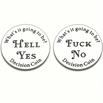 1pc Double-Sided Laser Engraved "YES/NO" Metal Keychain Gift