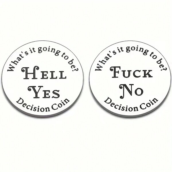 1pc Double-Sided Laser Engraved "YES/NO" Metal Keychain Gift
