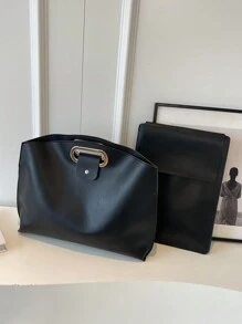 大容量复古手拿包公文包手提包（带小包），派对包非常适合派对婚礼舞会晚宴/宴会搭配节日派对礼服晚礼服和亮片礼服 - 黑色 - 查看 3