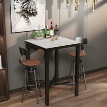 Bar Table White/Black Bistro Table Marble, Square Bar Table Kitchen Narrow Stable Kitchen Table With Metal Frame For Kitchens 70x70cm - White - View 6