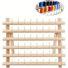 Wooden Folded Thread Rack 60 Spool Thread Wooden Storage Rack, Sewing Embroidery Bobbins Thread Organizer, Sewing Craft Tools Gift - 1PCS - View 3