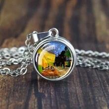 1pc Van Gogh Starry Night Art Necklace Snap Button Pendant Necklace - style - View 10