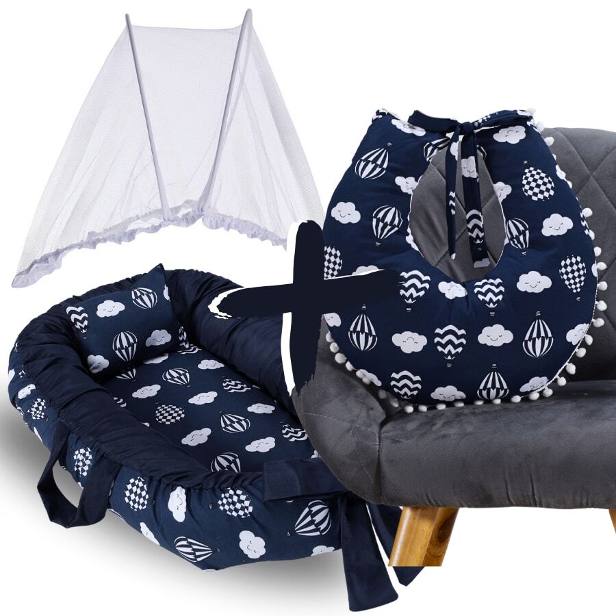 MeF Mae e Filho Baby Crib Reducer Nest Kit + Breastfeeding Pillow + Removable Portable Mosquito Net - 海上氣球 - 查看 1