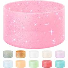 1pc Silicone Insulated Cup Sleeve, Anti-Slip Base Thick Protective Cover, Enhanced Stability And Safety. Silicone Bottle Sleeve, Bottom Protective Cover, Compatible With Flashing Cup Sleeve, Ice Cup Sleeve, Sports Water Bottle Sleeve, Tumbler Sleeve, Car Cup Sleeve. - Transparent Flash - View 20