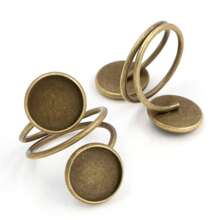 5pcs Fit 12mm Cabochons Ring Blank Base Setting Double Base Tray Adjustable DIY Jewelry Making Accessories - Ring Cabochon Base - View 5