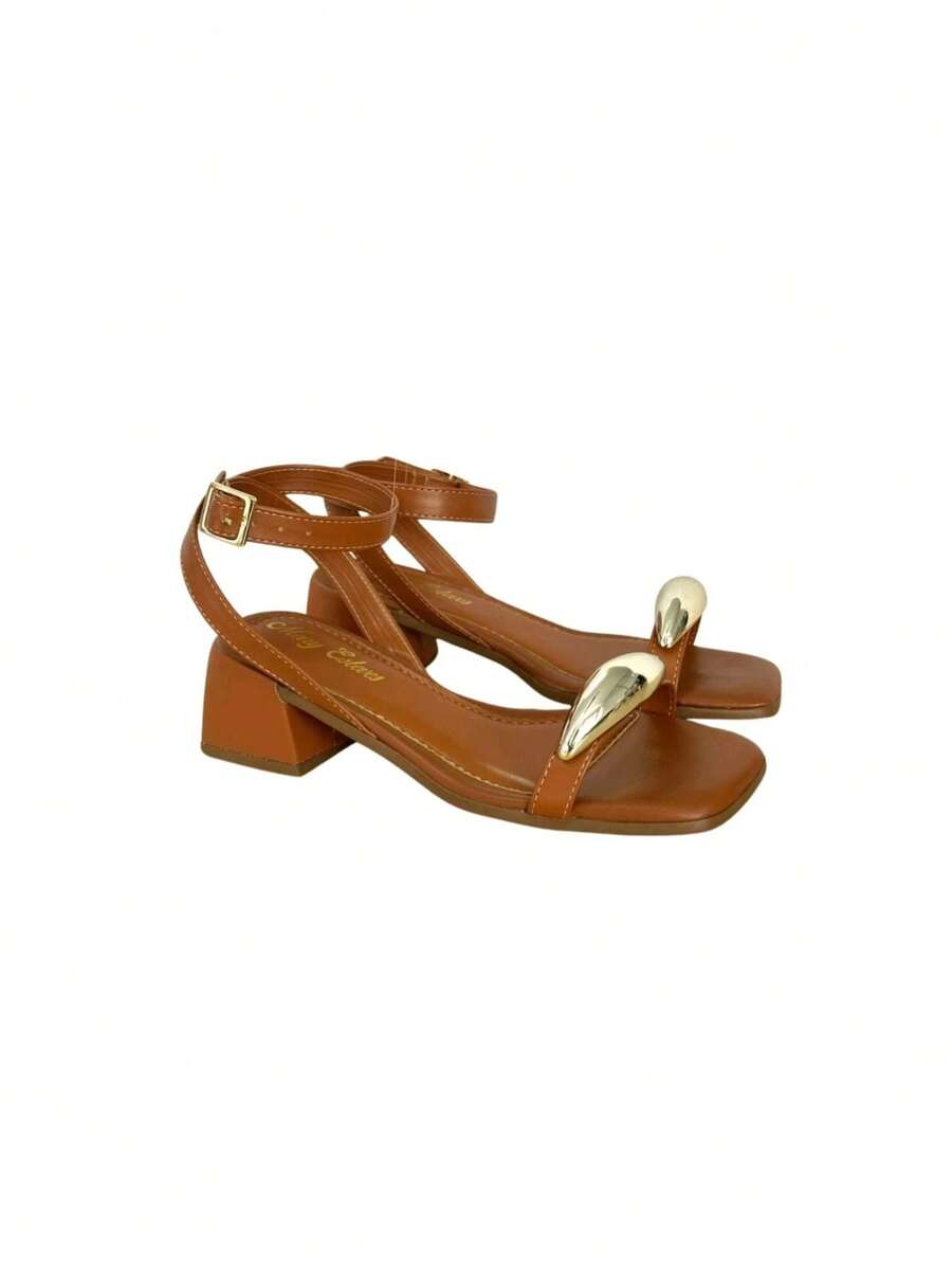 Women's Sandals With 5 Cm Square Block Heel, Casual, Classic, Comfortable - Lạc đà - Xem 1
