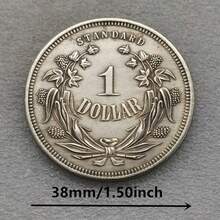 COPIA RÉPLICA de los patrones de la moneda de $1 de dólar estándar sentado de 1870 - Plateado - Ver 2
