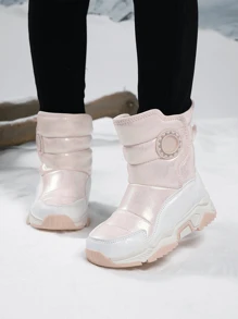 Girls Comfortable Snow Boots, Anti-Slip & Waterproof, Suitable For Snow & Winter - Pink - View 7