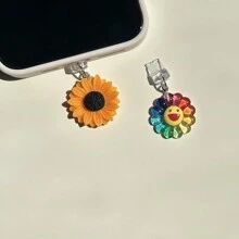 1个向日葵/随机彩色向日葵笑脸可爱手机防尘塞