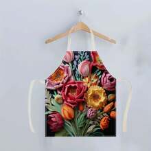 1 chiếc tạp dề vải lanh họa tiết hoa 3D dùng cho nấu ăn tại nhà, mặc nhà bếp và những người đam mê nấu ăn - Nhiều màu - Xem 5