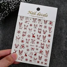 Miếng dán & đề can nghệ thuật làm móng tay màu đỏ Holographic Giáng sinh - Thiết kế bông tuyết, người tuyết & tuần lộc tự dán 3D - Đồ dùng làm móng tay mùa đông ngày lễ - Đồ trang trí bằng nhựa tái sử dụng để tạo kiểu móng tay - Đỏ - Xem 10