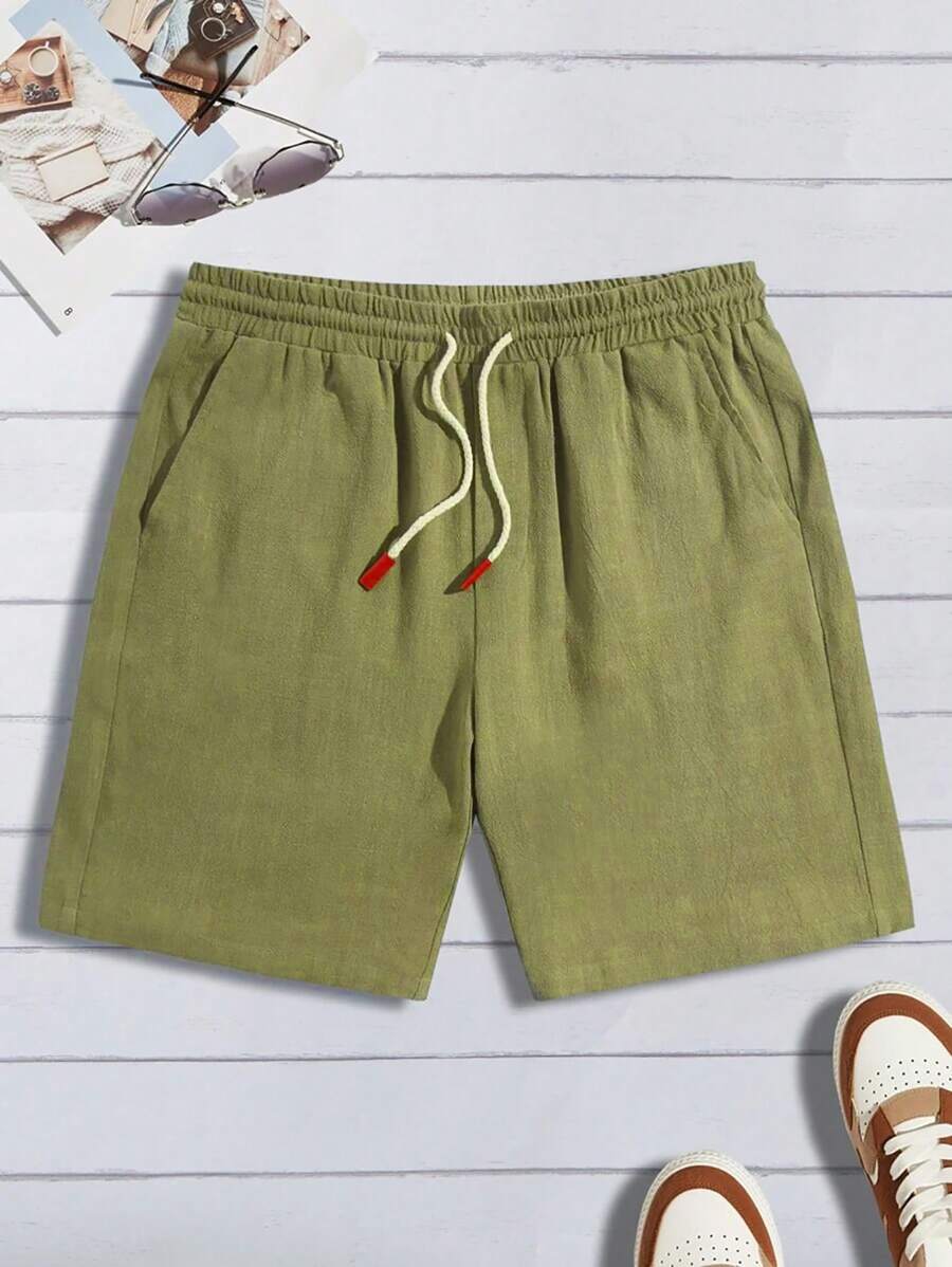 Bermuda Short Natural Linen Men's Casual Beach Summer - Màu be - Xem 1