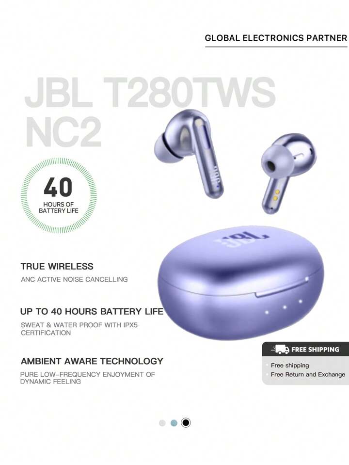 JBL T280TWS NC2 True Wireless Bluetooth Headphones Active