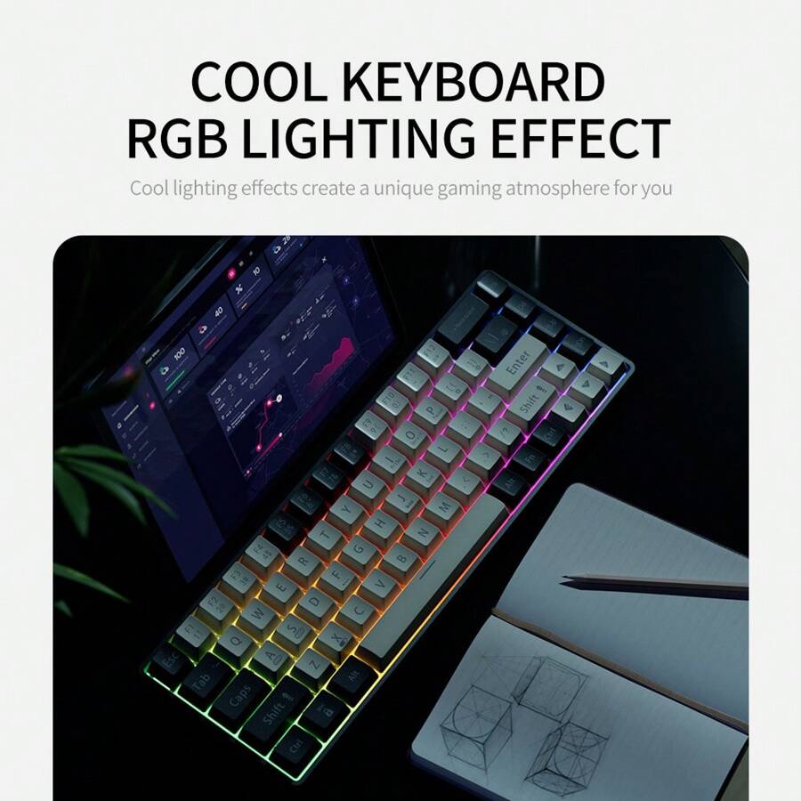 Teclado Mecânico MUCAI MK680 de 68 Teclas para Jogos Esportivos com ...