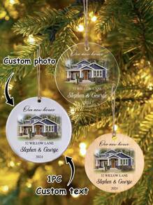 1 pieza Adorno de Navidad personalizado con foto - Adorno de Navidad con foto personalizada 2024, adornos para árboles de Navidad, decoración navideña, regalos de Navidad para mamá, papá, niños, mascotas, amigos, mujer y amistad, regalos de cumpleaños para mujer, amigos a larga distancia, mejores amigas, regalos para compañeras de trabajo