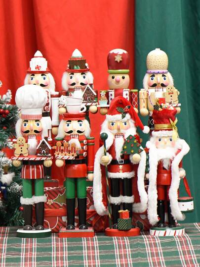 35cm/14.17in Nutcracker Puppet Decoration, Green Body With Stripes, White Feet, Cake Head Gingerbread Chef Wooden Crafts, Holiday Supplies, Santa Claus With Red Body And Green Feet, Tea Cup Head Gingerbread Chef, White Body Cake Head Gingerbread Chef, Light Brown Gingerbread House Chef, Series Puppet, 35CM Nutcracker Gingerbread Man, Wooden Craft Holiday Supplies Best Gifts Birthday Home Decor Christmas Decorations Room Decor Christmas Winter Christmas Decorations Home Christmas Gifts Christmas Decor