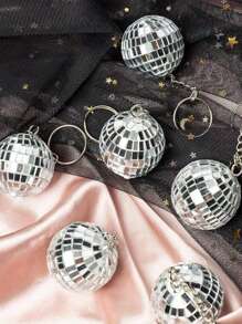 10 Stücke Discokugel Halskette 70er Jahre Disco Party Mini Discokugel Anhänger, Silber Discokugel Schmuck, Muss-have für Disco Party, Rückkehr zur Schule, Valentinstag - Silber grau - Übersicht 7
