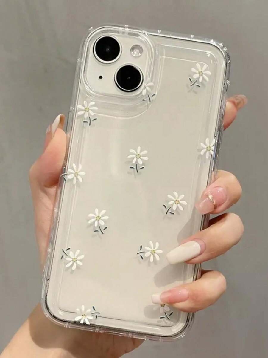 1 件时尚雏菊图案透明 TPU 手机壳适用于 Apple 16 Pro Max、11 / 12 / 13 / 14 Plus、XR / 7 / 8 Plus / 15 ProMax 防水防震防摔防刮 - 無色 - 查看 1