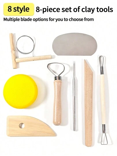 opeth 8pcs Ceramic Clay Sculpting Tools Set For Handmade Pottery, Sculpture, Carving, Cutting, Shaping Back To School,Back To School,School Supplies