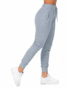 Pants Jogger Deportivo Para Mujer Con Jareta De Ajuste - Gris Claro - Ver 5