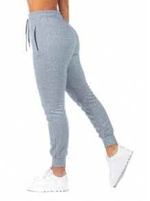 Pants Jogger Deportivo Para Mujer Con Jareta De Ajuste - Gris Claro - Ver 4