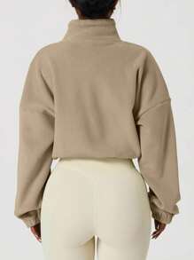 Women's Thickened Sports Jacket, Lamb Cashmere, Autumn And Winter Stand Up Collar, Loose Drawstring Zipper Hoodie