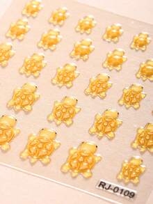 Beauty Sticker 1 件 5D 卡通指甲贴纸，果冻纹理夜光卡通乌龟自粘指甲贴花，女士家居 DIY 美甲用品 - 橘色 - 查看 6
