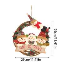 1PC Christmas Hanging Window Wreath With Snowman Elk Decor Christmas Vine Wreath For Christmas Party Decor(29*29cm)
