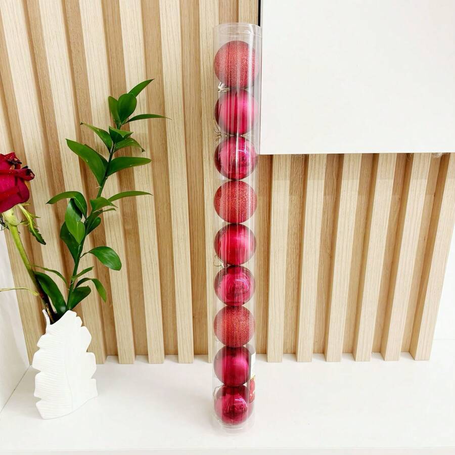Kit With 9/18/27 Matte Smooth Christmas Balls Size 6cm Decoration Ornament For Christmas Tree - 紅色+亮光6cm - 查看 1