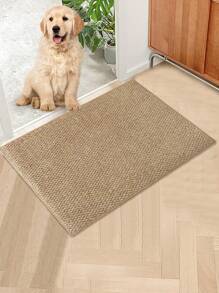 1pc Simplified Solid-Color Premium Jute-Like Fabric Door Mat, Water Absorbent Durable Soft Indoor/Outdoor Rug, Easy To Clean Machine Washable Doormat For Entryway, Bedroom, Etc.