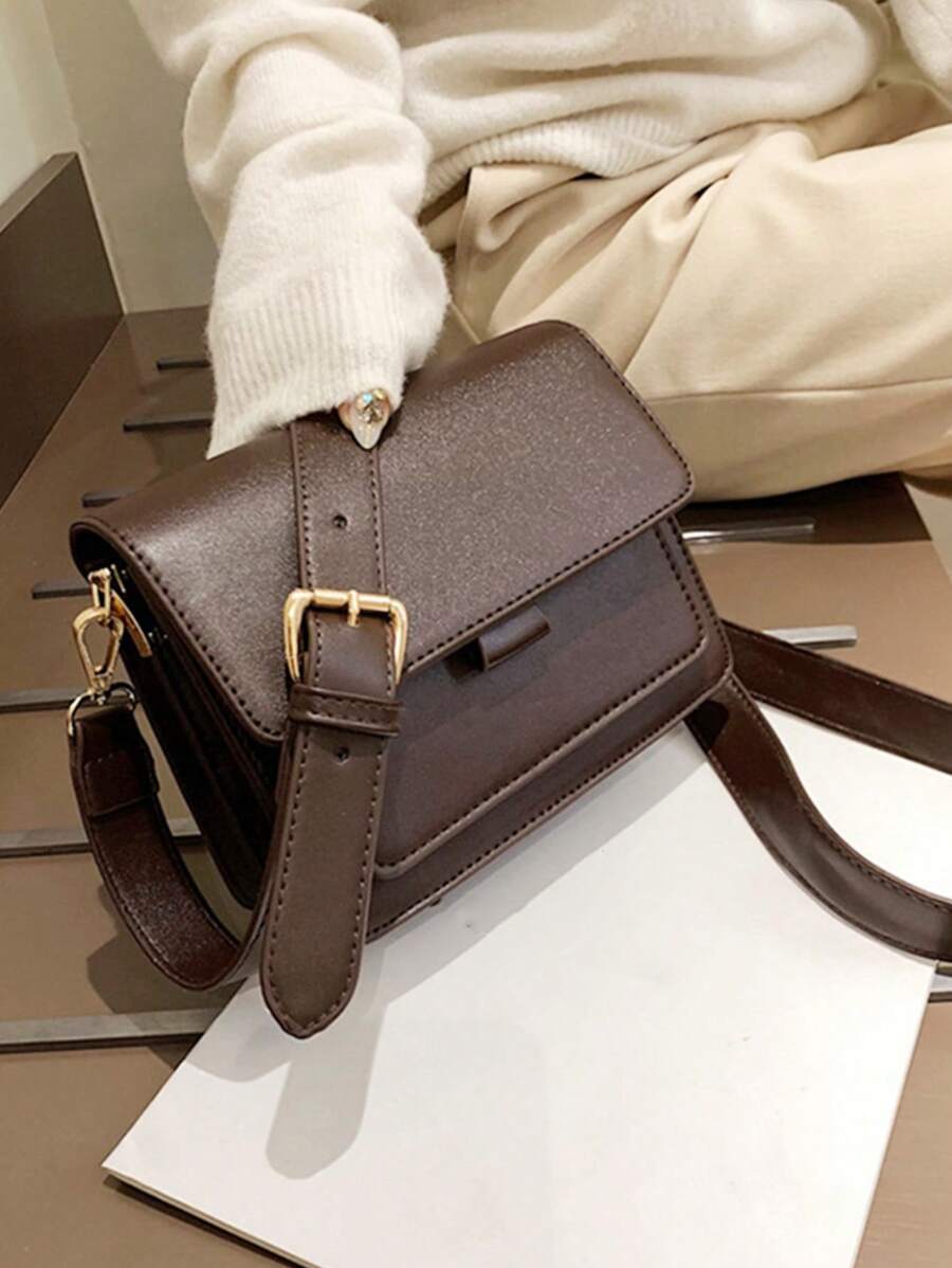 Yogodlns Vintage Pleated Mini Wide Strap Satchel Crossbody Bag For Women, Autumn/Winter, Retro Inspired Bag For Women - Coffee Brown - View 1